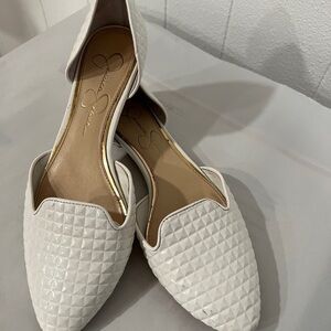 Jessica Simpson white pointed slip on Dorsey’s flats